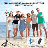 Handheld Selfie Stick Remote 1.7M Adjustable Tripod Anti-shake Stabilizer With Bluetooth Remote