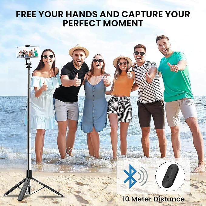 Handheld Selfie Stick Remote 1.7M Adjustable Tripod Anti-shake Stabilizer With Bluetooth Remote