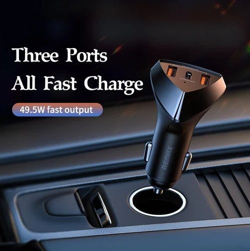 Remax Phone Charger Alien III Series 49.5W Dual USB+Type-C Car Charger RCC323