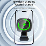 15W RGB LED Light Magnetic Car Wireless Charger Air Vent Phone Holder For iphone 15 14 13 12