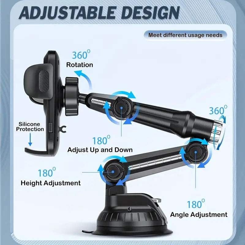 Stable Long Robotic Arm Large Suction Cup] Cell Phone Mount, Universal Multiple Joints Adjustable Suction Cup Phone Holder for Car/Truck, Fit for Most Smartphones