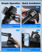 Stable Long Robotic Arm Large Suction Cup] Cell Phone Mount, Universal Multiple Joints Adjustable Suction Cup Phone Holder for Car/Truck, Fit for Most Smartphones