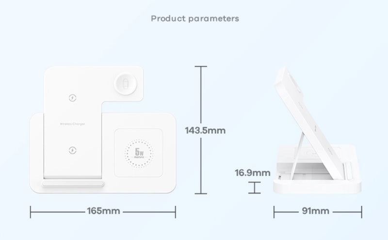 REMAX RP-W60 22W Fast Multifunctional Foldable Desktop 3 In 1 Wireless Charger Desktop Night Light (Phone+Watch+Earbubs)