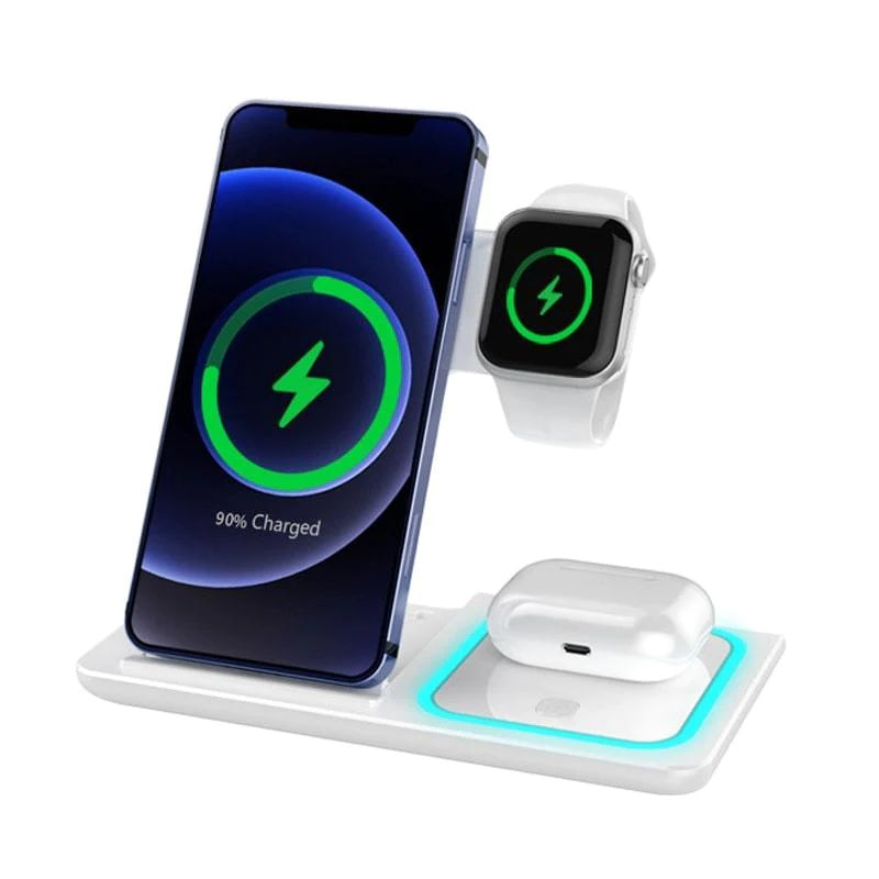 REMAX RP-W60 22W Fast Multifunctional Foldable Desktop 3 In 1 Wireless Charger Desktop Night Light (Phone+Watch+Earbubs)