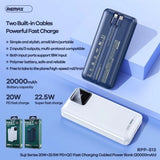 Remax RPP-513 Power Bank 20000mAH PD20W Quick Charge 3.0 Fast Charging with Cables & LED Light