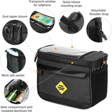 Load image into Gallery viewer, RZAHUAHU Bicycle Bag Bike Pannier, Cycling Insulated Bike Cooler Bag Water Resistant Pannier with Bike Phone Mount (YA-469)
