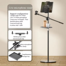 Load image into Gallery viewer, Microphone Phone Stand Universal Metal Carbon Steel Adjustable Lift Cantilever Microphone Stand with Solid Metal Base
