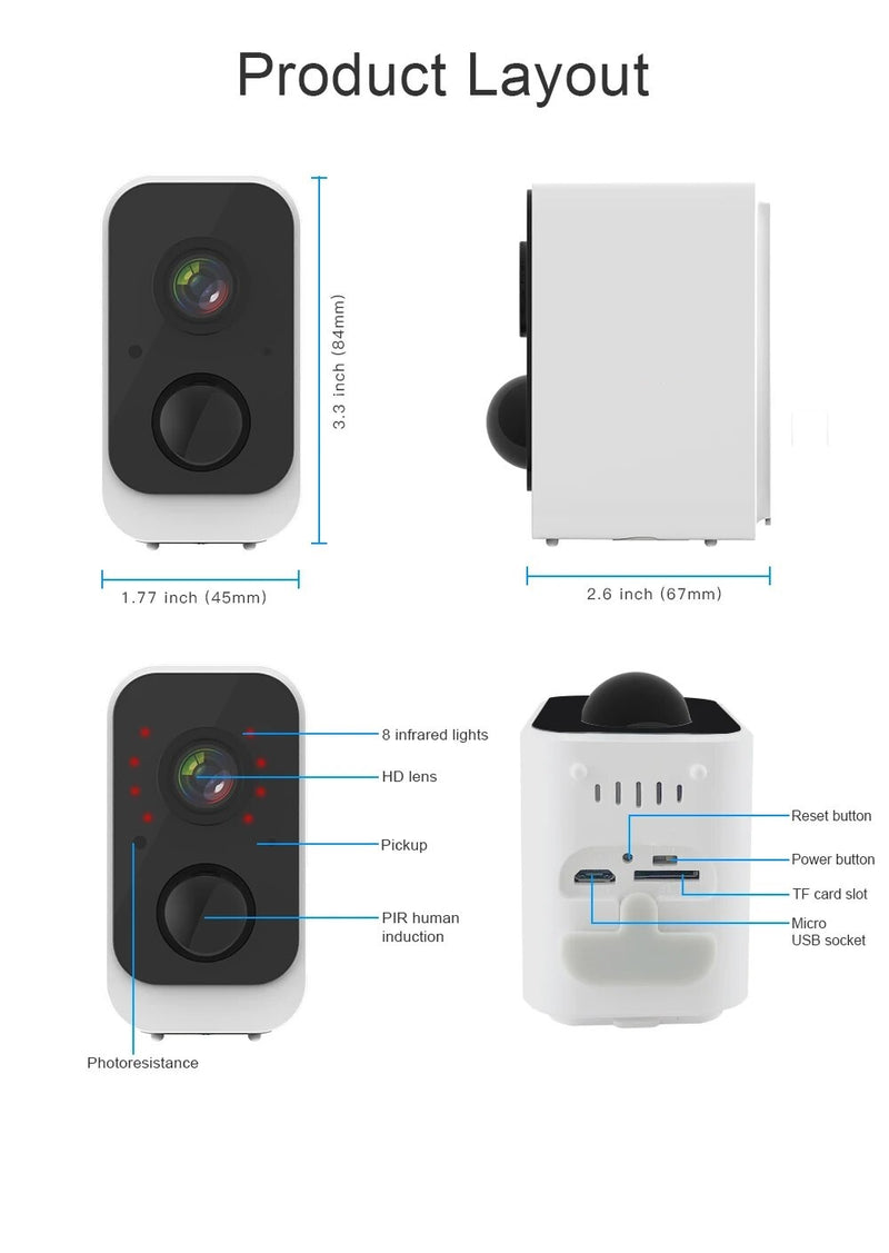 Tuya Smart Battery Wireless Wifi Surveillance Camera 3.0 Mega Pixel Camera Two-way Voice Intercom