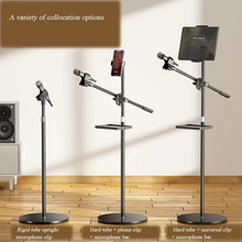 Load image into Gallery viewer, Microphone Phone Stand Universal Metal Carbon Steel Adjustable Lift Cantilever Microphone Stand with Solid Metal Base
