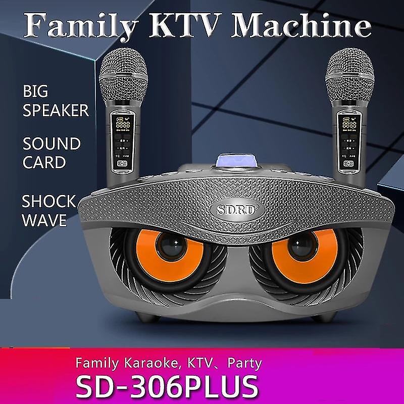 SDRD 306 Plus Owl Wireless Bluetooth Speaker With 2 Microphones Home Karaoke PA Stereo USB Subwoofer