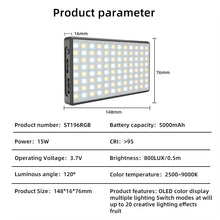 Load image into Gallery viewer, Bafang ST-196 rgb led video camera light, portable clip on panel light for camera/phone/laptop/tablet/computer 2500-9000k
