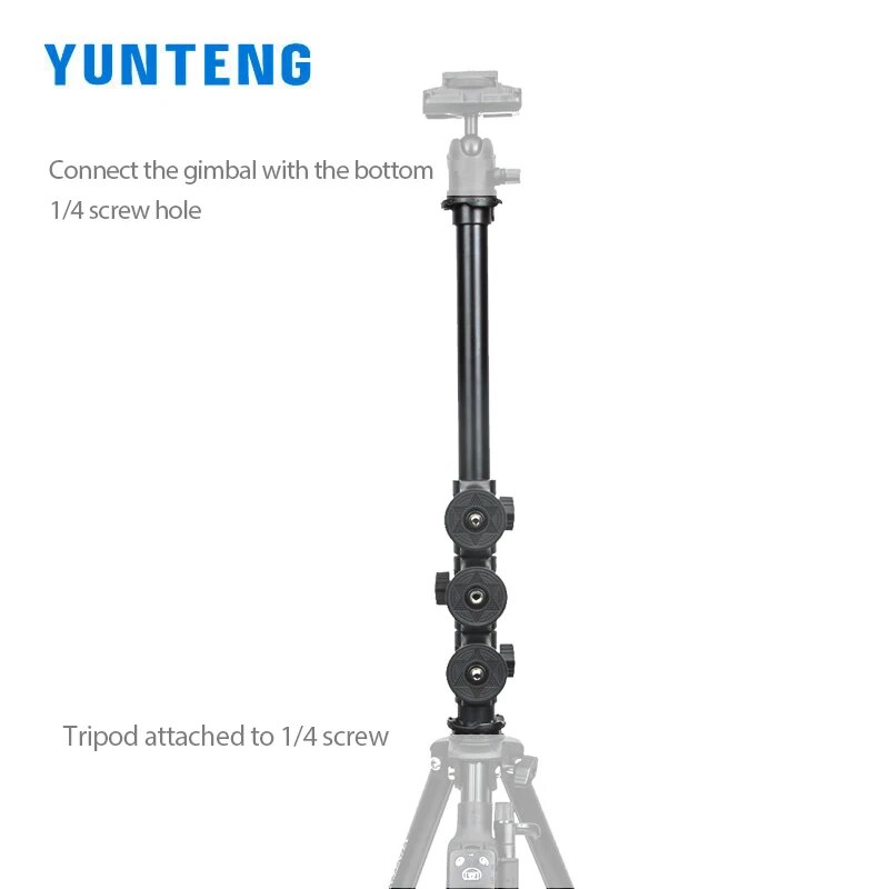 YUNTENG VCT-369 Crossbar Bracket Tripod Extension Rod 1/4 Screw Suitable for Phone Camera Live Photography 69cm