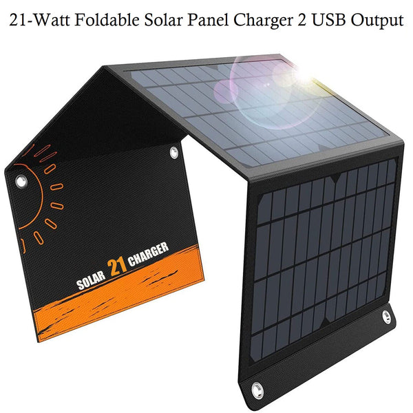 Solar Charger 21W Dual USB Port Foldable Solar Panels For Outdoor Camping Hiking