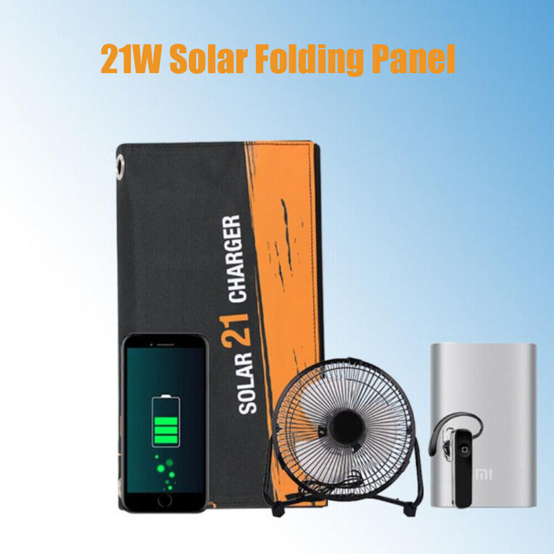 Solar Charger 21W Dual USB Port Foldable Solar Panels For Outdoor Camping Hiking