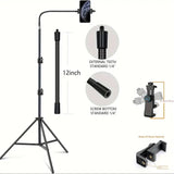 Universal Flexible Angle Height Adjustable Tripod with Goose Neck and 360° Rotatable Phone Clip