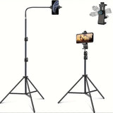 Universal Flexible Angle Height Adjustable Tripod with Goose Neck and 360° Rotatable Phone Clip