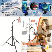 Load image into Gallery viewer, Universal Flexible Angle Height Adjustable Tripod with Goose Neck and 360° Rotatable Phone Clip
