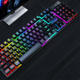 T-WOLF T17 True Mechanical Keyboard for Esports Games Metal RGB Glow Laptop Desktop Punk Keyboard, Office, Home, Business, Game, Office, PC, Tablet, Gaming Glow Mechanical Keyboard