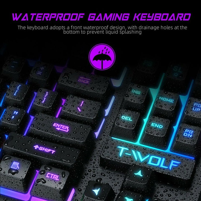 T-WOLF T17 True Mechanical Keyboard for Esports Games Metal RGB Glow Laptop Desktop Punk Keyboard, Office, Home, Business, Game, Office, PC, Tablet, Gaming Glow Mechanical Keyboard