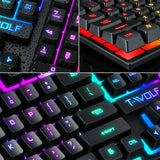 T-WOLF T17 True Mechanical Keyboard for Esports Games Metal RGB Glow Laptop Desktop Punk Keyboard, Office, Home, Business, Game, Office, PC, Tablet, Gaming Glow Mechanical Keyboard