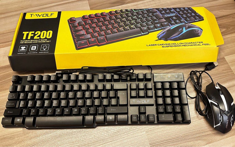 T-wolf Tf200 Gaming Keyboard Usb Floating Manipulator Feel Wired Gaming Keyboard And Mouse Set