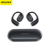 AWEI T69 Air Conduction Earphone bluetooth 5.2 HiFi Stereo 300mAh Battery IPX6 Waterproof LED Digital Display Ear-clip Sports Headphone