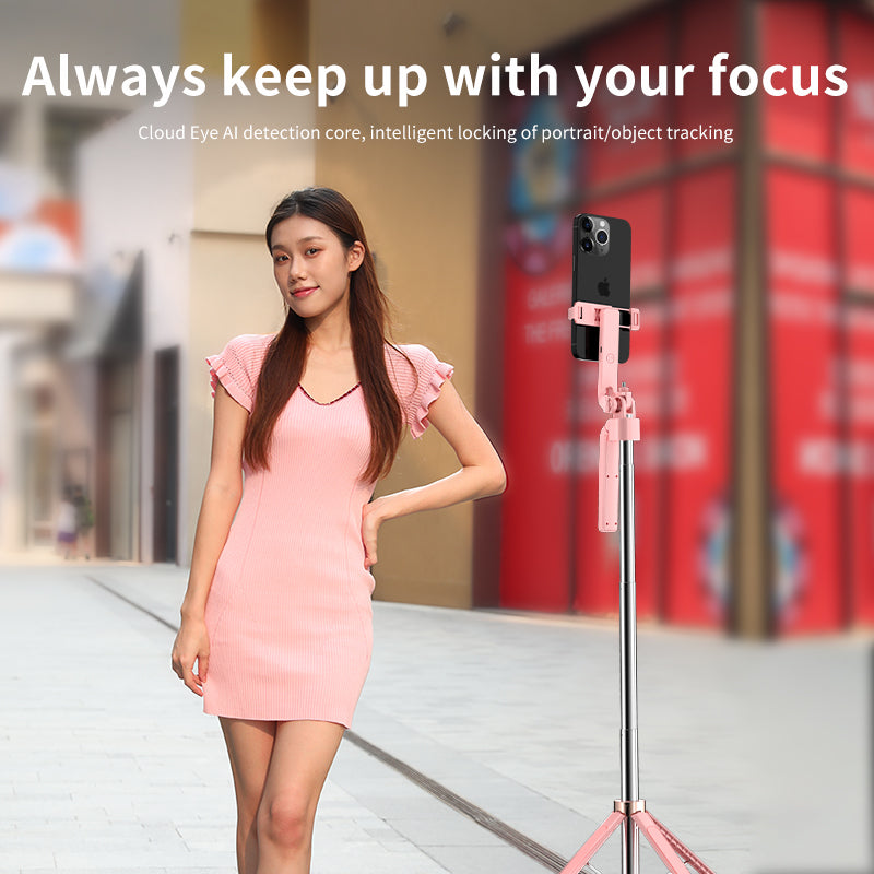 Selfie Stick 3-in-1 Gimbal Stabilizer Telescoping AI Face Recognition 180cm Multi-Function