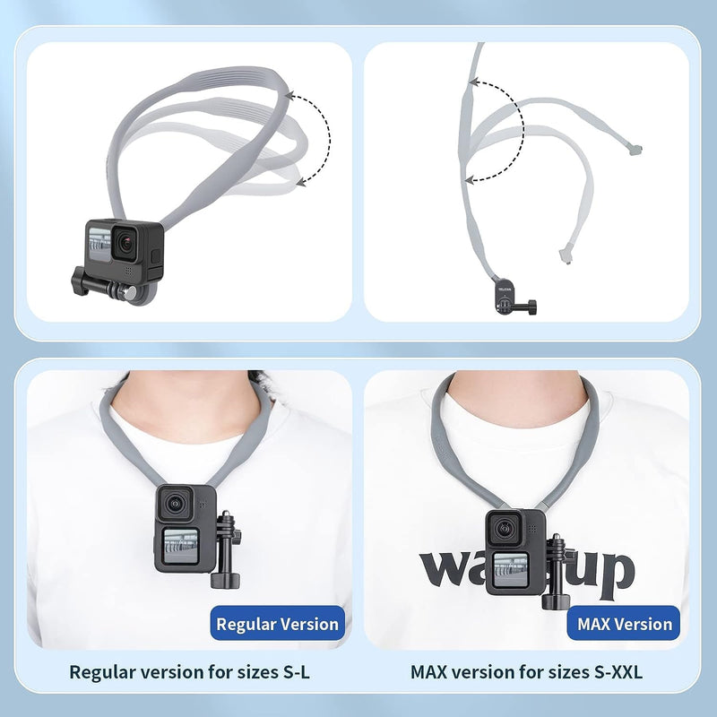 TELESIN Plus Magnetic Neck Mount Necklace Holder, Chest Head Shoulder Lanyard Strap Body Clip TE-HNB-001