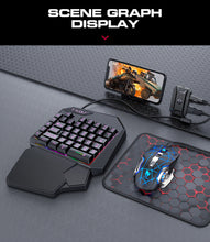 Load image into Gallery viewer, T-WOLF PUB G 5-in-1 Ergonomic LED Keyboard, Gaming LED Mouse, Converter Phone Holder with Mouse Pad Design
