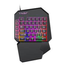 Load image into Gallery viewer, T-WOLF PUB G 5-in-1 Ergonomic LED Keyboard, Gaming LED Mouse, Converter Phone Holder with Mouse Pad Design
