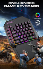 Load image into Gallery viewer, T-WOLF PUB G 5-in-1 Ergonomic LED Keyboard, Gaming LED Mouse, Converter Phone Holder with Mouse Pad Design
