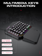 Load image into Gallery viewer, T-WOLF PUB G 5-in-1 Ergonomic LED Keyboard, Gaming LED Mouse, Converter Phone Holder with Mouse Pad Design
