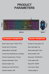 T-WOLF TF270 Colorful USB LED Light Effect Retro Gaming Wired Keyboard And Mouse Set