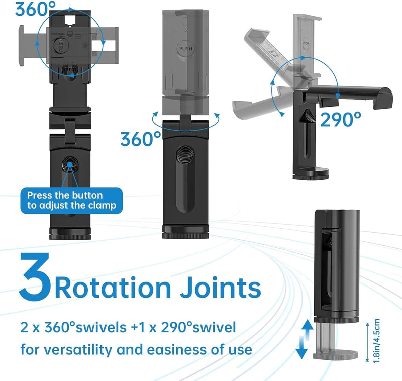 Universal Multipurpose Phone & Tablet Holder for Travel with 360° Multi-Directional Rotation