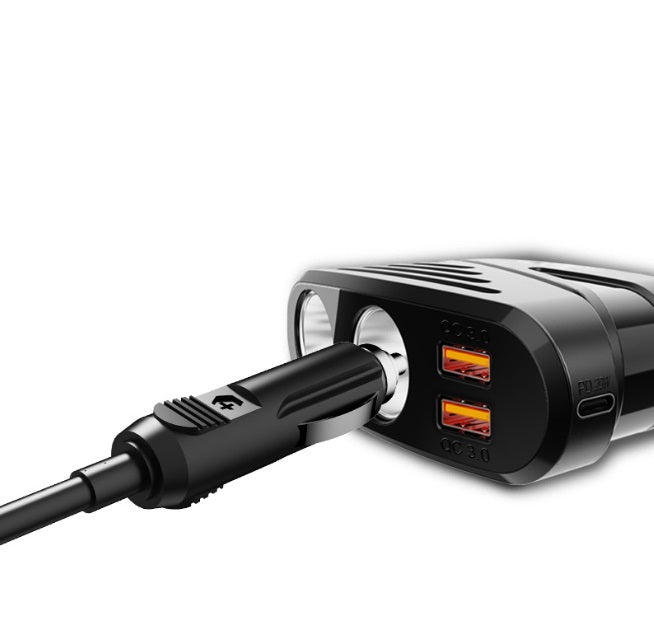 2 Sockets (2x60W) 2 USB Port (QC3.0) & 1 Type C PD 20W Output Car Power Adapter