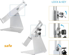 Load image into Gallery viewer, Universal Aluminum Desktop Anti-Theft Lock Stand Holder with Key Support for 7-13&quot; Tablet 360° Flip Back &amp; Front

