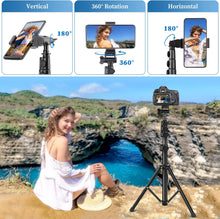 Load image into Gallery viewer, Foldable Height Adjustable Tripod Stand with Phone Bracket &amp; Bluetooth Shutter Compatible with Mini Sport Camera
