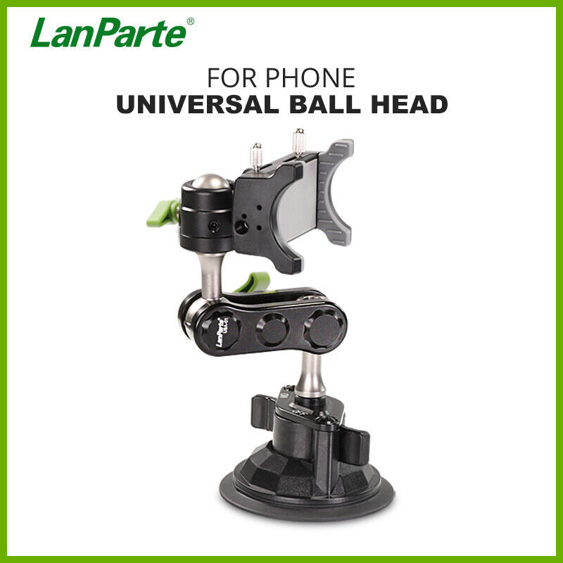 LAN PARTE Heavy Duty Universal Car Large Aluminum Suction Cup Phone 360° Holder Flexible Bracket (Width 9cm)