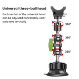 LAN PARTE Heavy Duty Universal Car Large Aluminum Suction Cup Phone 360° Holder Flexible Bracket (Width 9cm)