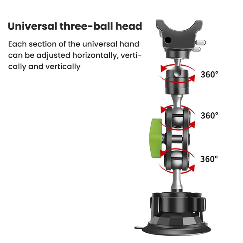 LAN PARTE Heavy Duty Universal Car Large Aluminum Suction Cup Phone 360° Holder Flexible Bracket (Width 9cm)