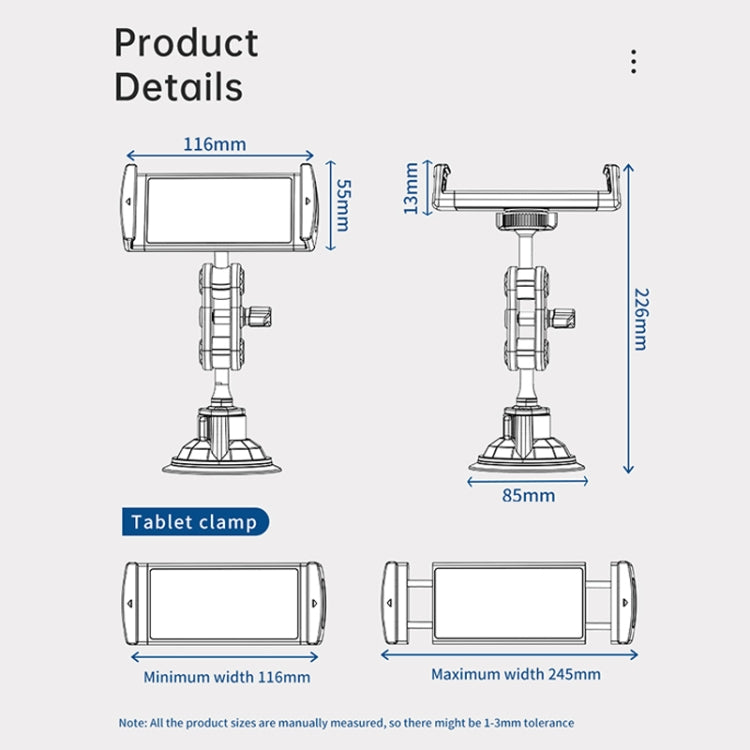 LAN PARTE Universal Car Magic Arm Suction Cup Phone Holder Flexible Bracket for Phone Tablet 12.9"