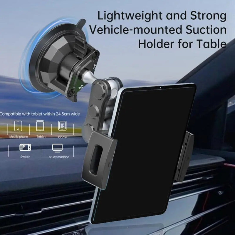 LAN PARTE Heavy Duty Universal Car Large Aluminum Suction Cup Phone Tablet Holder up to 12.9" Long Arm