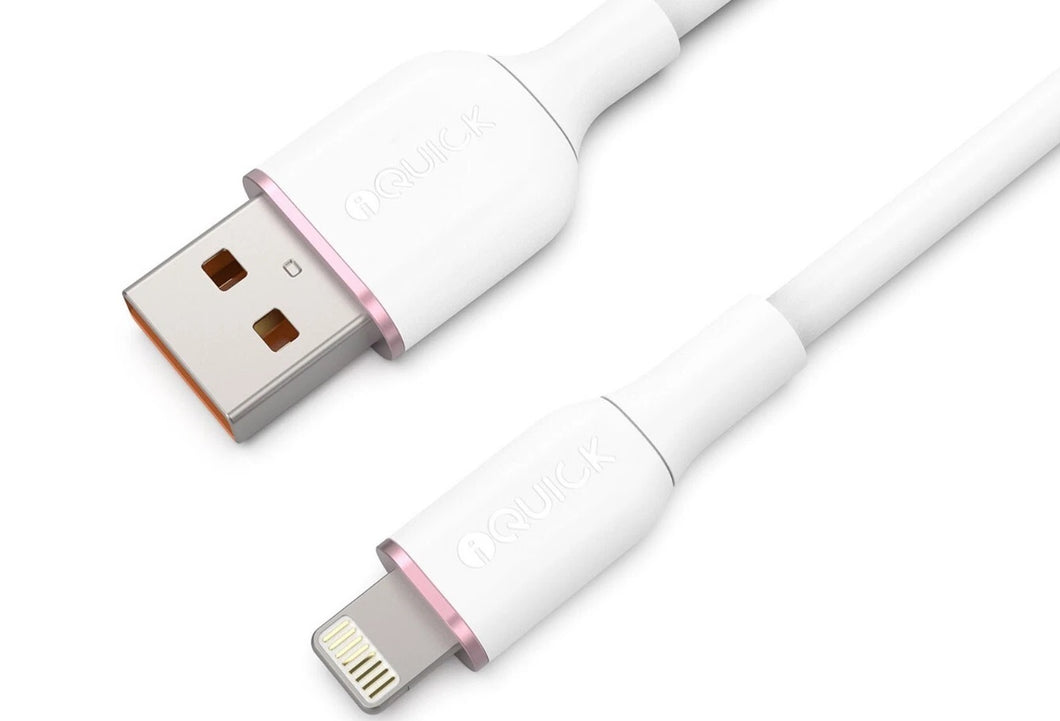 iQuick PVC USB-A to Lightning Fast Charging Cable 2.0 Meter 2.0A (White)