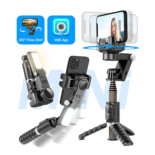 Auto Face Tracking 360° Gimbal Bluetooth Stabilizer Flexible Selfie Stick Tripod LED Fill Light - Q18