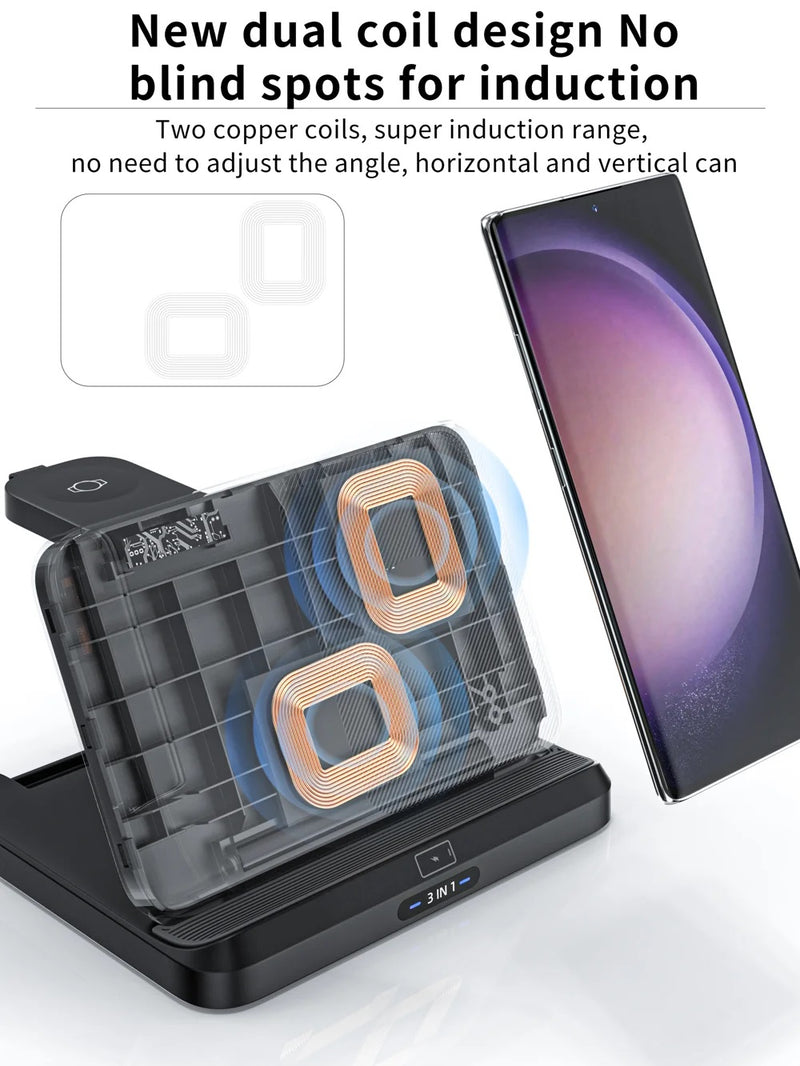 MESKY Wireless Charging Station for Samsung Galaxy z Fold 6/5/4/3/2, Foldable 3 in 1 Samsung Wireless Charger for Galaxy Z Fold/Galaxy Z Flip/Galaxy Watch/Galaxy Buds/Samsung Phone Fast Charging