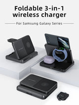 MESKY Wireless Charging Station for Samsung Galaxy z Fold 6/5/4/3/2, Foldable 3 in 1 Samsung Wireless Charger for Galaxy Z Fold/Galaxy Z Flip/Galaxy Watch/Galaxy Buds/Samsung Phone Fast Charging