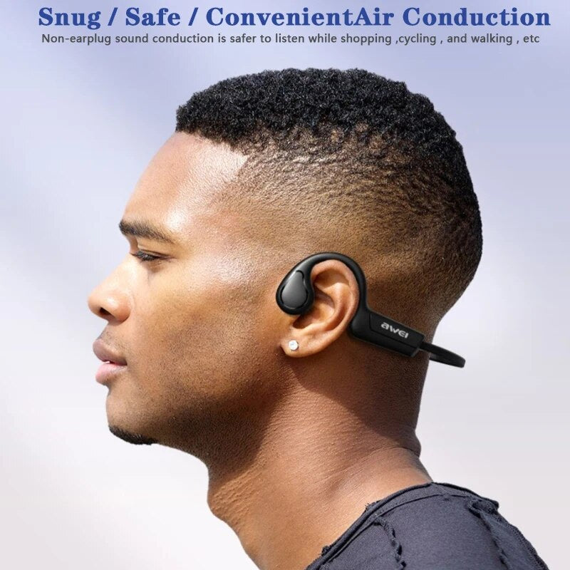 Awei A886BL Air Conduction Headphones Wireless Bluetooth Earphone with Mic Hifi Hanging TWS Earbuds