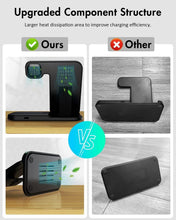 Load image into Gallery viewer, 15W Fast Charge 3 in 1 Wireless Charger, Foldable Wireless Charging Station for iPhone, iWatch and Airpods
