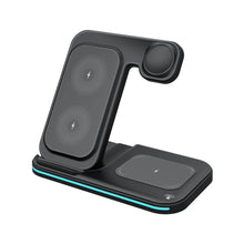 Load image into Gallery viewer, 15W Fast Charge 3 in 1 Wireless Charger, Foldable Wireless Charging Station for iPhone, iWatch and Airpods
