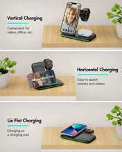 Load image into Gallery viewer, 15W Fast Charge 3 in 1 Wireless Charger, Foldable Wireless Charging Station for iPhone, iWatch and Airpods
